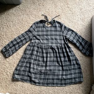 Wild Fable plaid volume sleeve flannel babydoll dress size medium